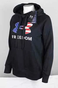 Under Armour Felpa con Cappuccio Donna UA Freedom Rival Felpa con Cappuccio Nera 1370026 001 USA - Foto 1 di 5