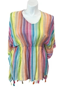 ACCESORIO ST Blusa Arco Iris Campesina Gasa Cintura Cintada Talla Única 100% Rayón - Imagen 1 de 8