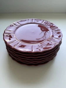 Set of 7 JCPenney Home Red Burgundy Ruffle Edge 10.5” Dinner Plates - Picture 1 of 14