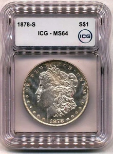 Dólar de plata Morgan 1878 S ICG MS 64 ¡BLANCO EXPLOSIVO Y ESCARCHADO! - Imagen 1 de 2