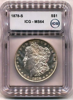 1878 S ICG MS 64 Morgan Silver Dollar BLAST WHITE AND FROSTY! - Image 1 of 2