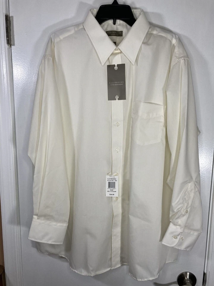 Claybrooke Wrinkle Free Button Down Dress Shirt (Men’s Size 18 1/2-34/35) • NWT - Image 1 of 4