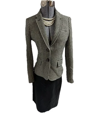 NUEVO J Crew Falda Traje Talla 6 Conjunto de Dos Piezas Pata de Gallo Lana Bolsillos Falda Lápiz Foto 1 de 4