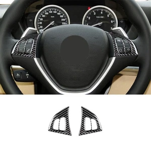 For BMW X5 E70 X6 E71 2008-2013 Carbon Fiber Steering Wheel Frame Cover Trim 2x - Picture 1 of 11