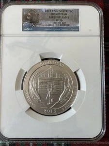 America the Beautiful Silver 5 oz, 2015P Homestead, Nebraska,SP70,Early Releases - Picture 1 of 2