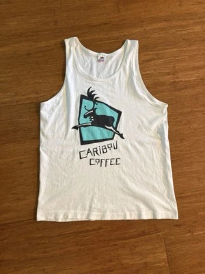 Camiseta sin mangas de café Caribou vintage adulto talla M ¡ENVÍO GRATUITO! ¡Corre con el caribú! Foto 1 de 4