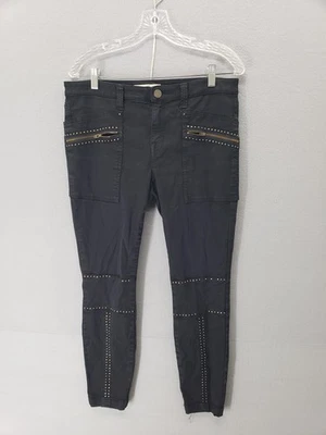 Pantalones de mezclilla Joie Hazina para mujer 30 negros con tachuelas cremallera ajustados elásticos moto Foto 1 de 4