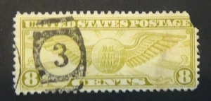 US C17 8¢ WINGED GLOBE OLIVE Issue, used - 1932 (767) - Picture 1 of 2