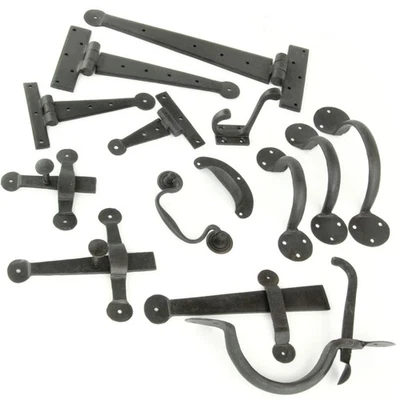 Beeswax Door Pull Handles Hinges Latches Hand Forged Iron Hardware Black Kitchen - Image 1 of 4