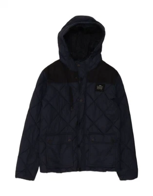 JACK & JONES Mens Workwear Hooded Quilted Jacket UK 38 Medium Navy Blue CZ04 - Image 1 of 3