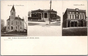 c1900s ST. PETER, Minnesota Postcard "PUBLIC BUILDINGS" Court House / Library - Picture 1 of 2