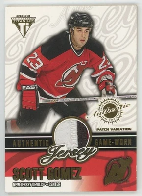 2002-03 PACIFIC PRIVATE STOCK TITANIUM Scott Gomez GAME WORN PATCH /256 - Image 1 of 2