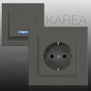 Schuko Steckdose, Steckdosen, Wechselschalter, Lichtschalter, KAREA Anthrazit - Bild 1 von 91