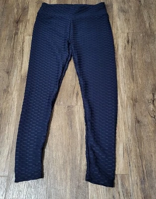Nuevo Mixto TikTok Texturizado Acanalado Leggings Talla S/M - Azul Marino Tiro Alto Foto 1 de 4