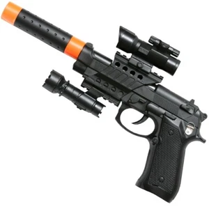 M9 Police Handgun, Tactical Pistol, 1:1 Scale Black Gun Toy, Great Sounds, 12" - Picture 1 of 9