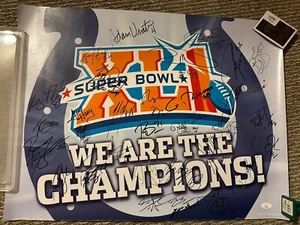 Poster firmato Indianapolis Colts Team Super Bowl XLI 2006 autenticazione JSA LOA - Foto 1 di 8