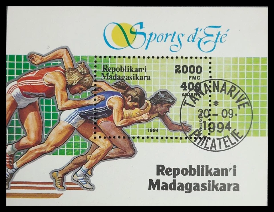 011. MADAGASCAR 1994 USED STAMP M/S SPORTS, ATHLETICS - Image 1 of 1