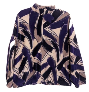 Vtg ALFRED DUNNER Purple Pattern Rhinestone Fleece Zipper Jacket Size Large I-2 - Picture 1 of 4