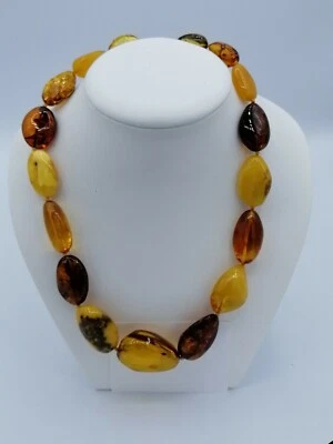 Wunderschöne Bernsteinkette mit großen Butterscotch Oliven 59,10 Gr., 51 cm, neu - Bild 1 von 4