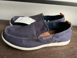 NWT Crocs Walu Blue Canvas Loafers Slip-On Shoes Casual Walking Shoes sz 12 - Picture 1 of 6