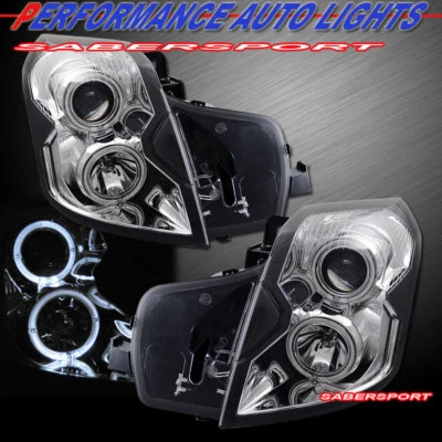 Par de faróis projetores (versão halogênio) com aros Halo para Cadillac CTS 2003-2007 - Imagem 1 de 3