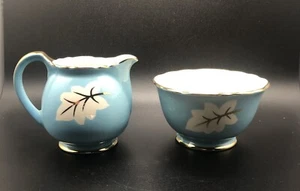 Antique Crown Devon English Bone China Creamer & Sugar Bowl Set Leaf Design - Picture 1 of 9