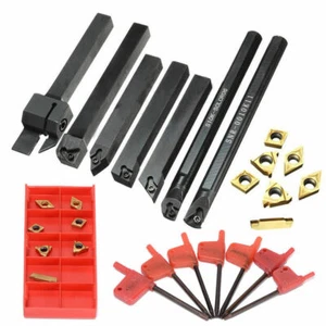 Juego de 7 piezas de soporte de herramientas de barra de torneado de torno de 10 mm + inserto de carburo de 14 piezas - Imagen 1 de 5