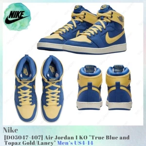 Nike Air Jordan 1 KO True Blue and Topaz Gold Laney DO5047-407 Men's US4-14 NEW - Picture 1 of 16