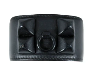 HERMES Black Swift Leather SHADOW COLIER DE CHIEN Wrap Cuff Bracelet - Picture 1 of 17