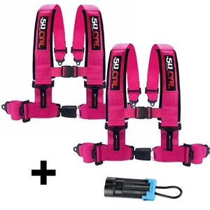 Par de arnés de hebilla rosa de 3" 4 puntos y derivación Can-Am X3 Max XP1000 Yamaha YXZ1000 - Imagen 1 de 9