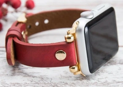 Red Thin Golden button 38 40 42 44mm iWatch Band Wrist Strap Apple Watch 1 2 3 4 - Image 1 of 4