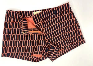 Michael Kors Coral & Navy Geometric Print Cotton Twill Short Shorts – Size 4 - Picture 1 of 7