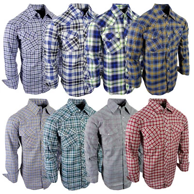 Camisa a Cuadros Para Hombres Country Western Bolsillos con Solapa Triple Puños a Presión 8 ¡NUEVOS COLORES! Foto 1 de 2