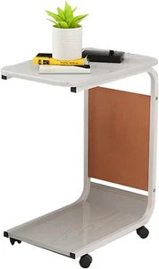 Rustic Snack Side Table, C-Shaped End Table, Sturdy Metal Frame for Living Room - Picture 1 of 12