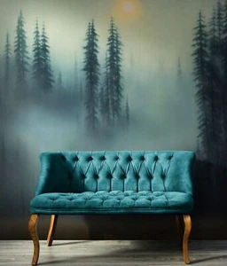 Misty Forest Wallpaper, Peel and Stick Wall Mural. #6501 - Picture 1 of 21