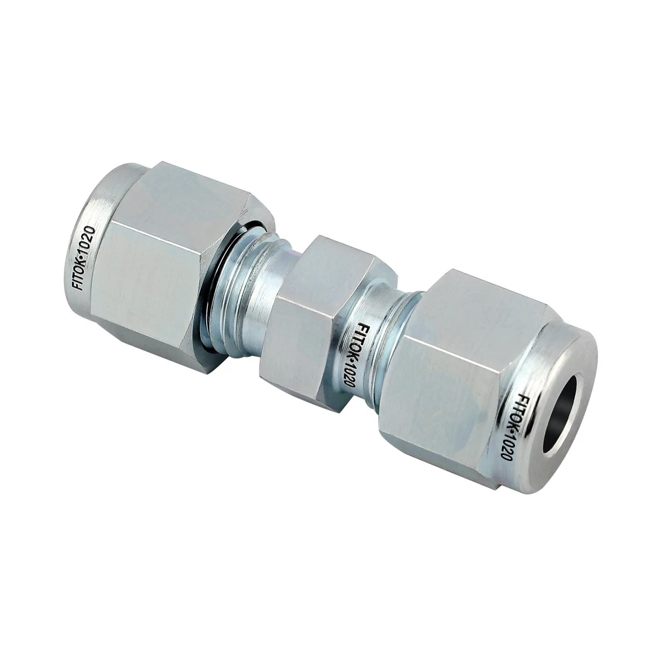 FITOK 3/8 in OD Union Zinc Plated Steel Compression Fitting 2-Ferrule 6200 psi - Image 1 of 1