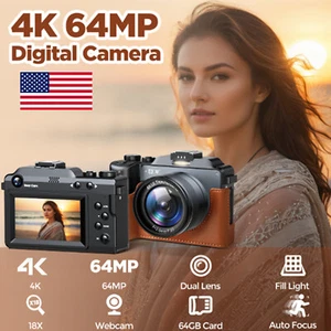 4K Digital Camera Autofocus 64MP with 3.0" Screen Dual Cameras Flash 18X Zoom US - Picture 1 of 10