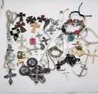 Vintage To Now Religious Jewelry Lot Mostly Crosses, Earrings, Necklaces 35+pc
