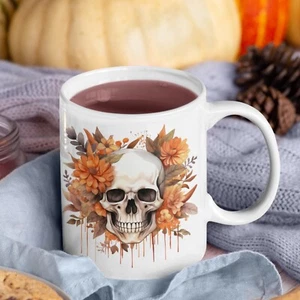 Personalised Spooky Blossom Skull Ceramic Mug Halloween Edition - Bild 1 von 2