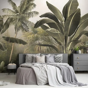 Fototapete Blätter Pflanzen Dschungel Wald Wohnzimmer VLIES TAPETE + KLEISTER - Bild 1 von 8