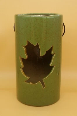 Linterna de cerámica verde para casa de vacaciones para vela LED Foto 1 de 4