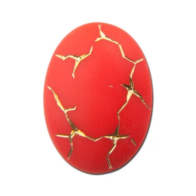 Cabujones vintage naranja rojo con vidrio dorado Alemania 18x13mm (2) cab453D Foto 1 de 2