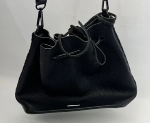 Rebecca Minkoff Black Leather Bucket Shoulder Bag Hobo - Picture 1 of 11