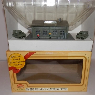 Model Power N Scale Lighted US Army Munitions Depot with Paladin Tanks #2595 NOS - Image 1 of 4