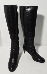 AGL Botas Hasta la Rodilla Mujer 36.5 EE. UU. 6.5 Cuero Negro Carrera Oficina Puntera Almendra - Imagen 1 de 12