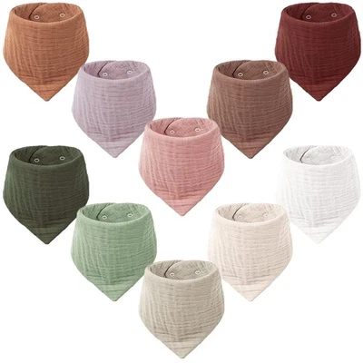 Paquete de 10 baberos de muselina para bebé Konssy baberos baba de bandana para bebé 100 algodón para unisex... Foto 1 de 4