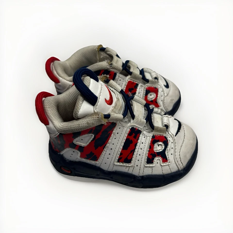 Nike Air More Uptempo TD White Red Blue Void Camo Toddler CZ7887-100 Size 5C! - Image 1 of 4