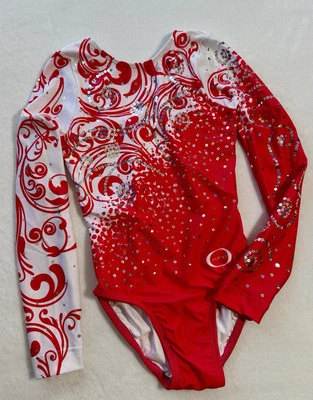 OZONE Gymnastics LEOTARD Competition IRIDESCENT Silver SEQUIN Bling GK Sz: YM/CM - Image 1 of 4