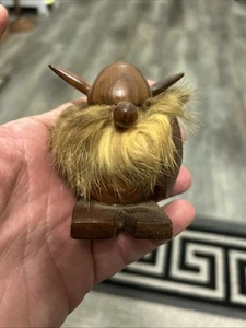 Vintage Mini Wood Viking Figure 3 1/2” - Picture 1 of 9
