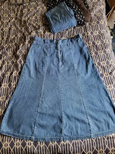 ORVIS Skirt, Blue Denim,Midi,Size 14 - Picture 1 of 14